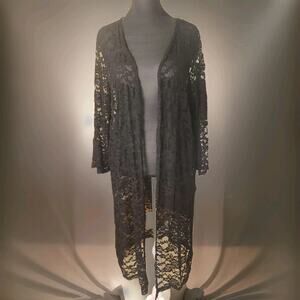 Lace Kimono 1X Duster Long Sheer Open Floral Layering Boho Whimsygoth Romantic